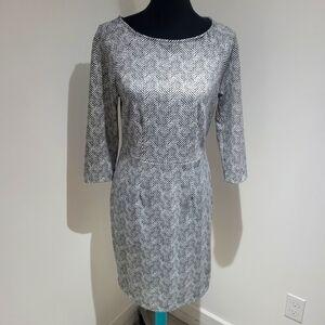 The Limited Women's Exposed Zip Chevron Midi Dress Size 8 Black White Contoured